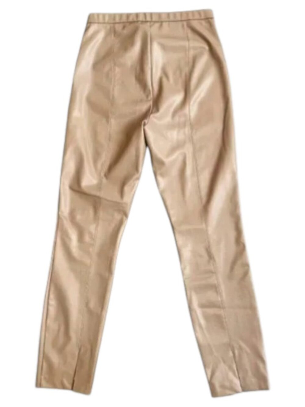 Zara Faux Leather Pants Camel High Rise Slim Ankle M - Picture 5 of 8